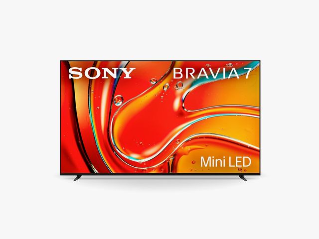 Televisor de pantalla grande con arte abstracto amarillo y naranja en pantalla 