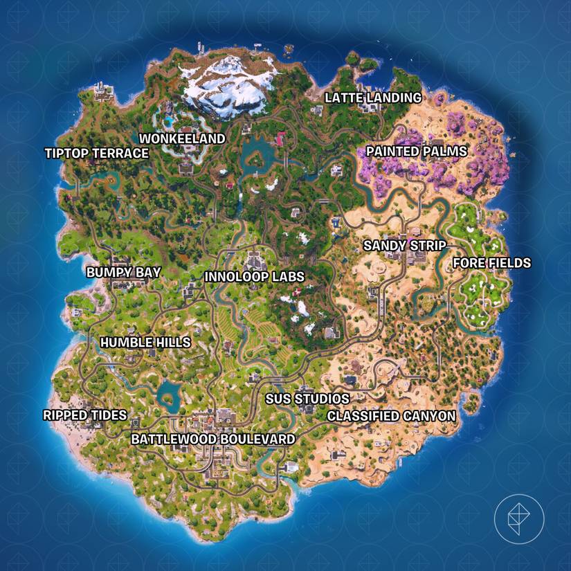 Capítulo 7 Temporada 1 Mapa de Fortnite.