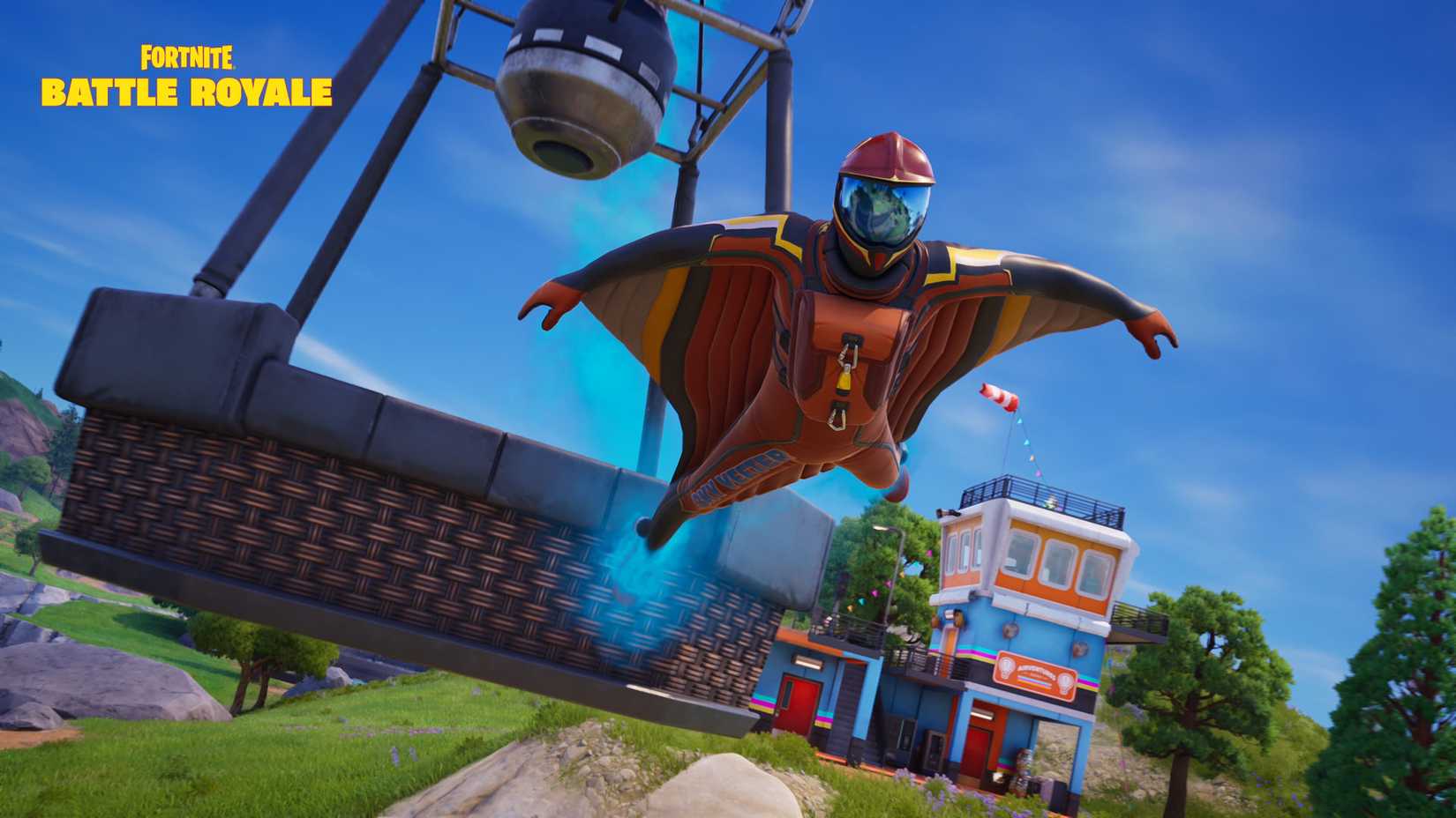 Un personaje que usa un traje aéreo en Fortnite.