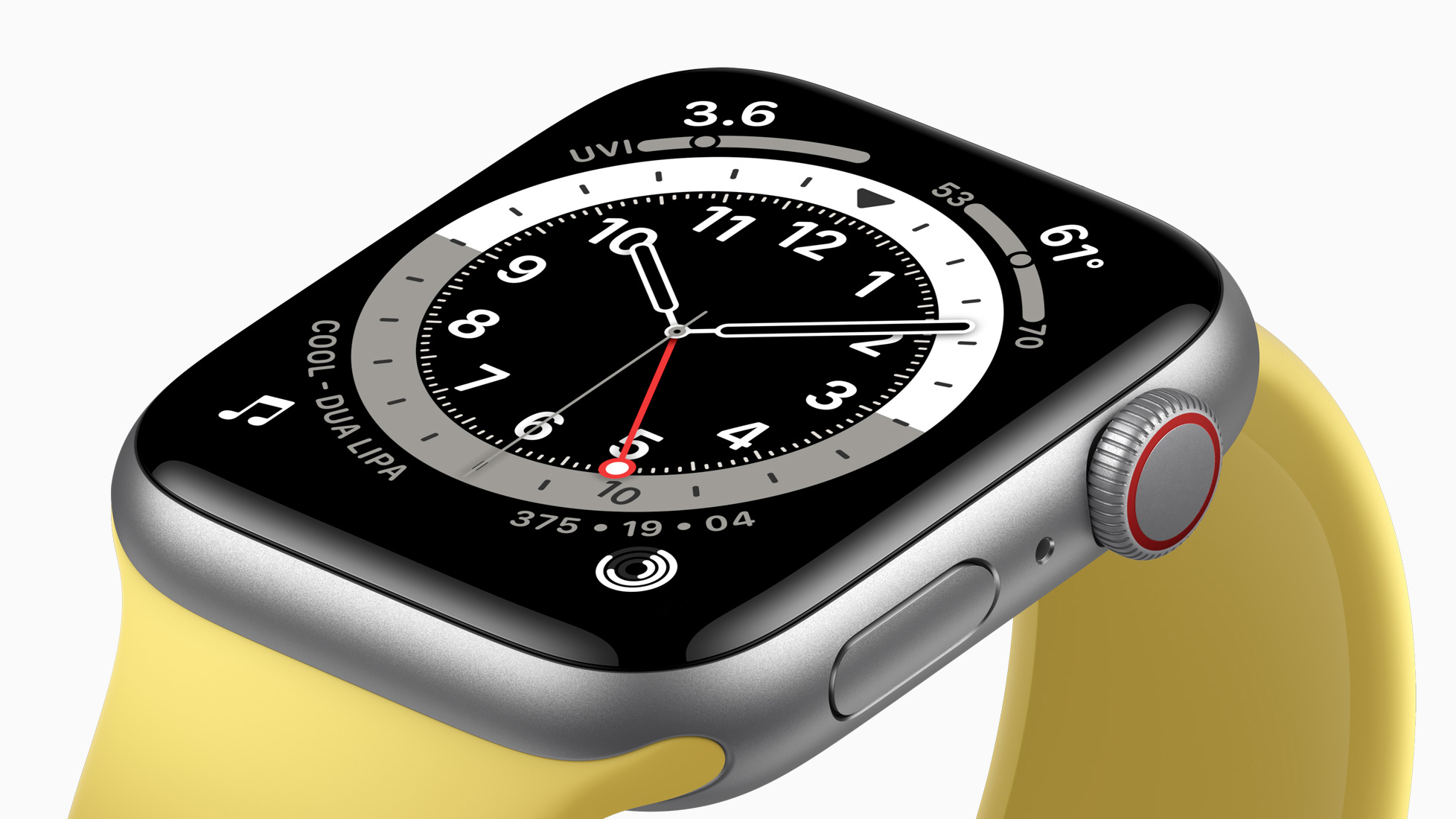 Un primer plano de la esfera del Apple Watch SE