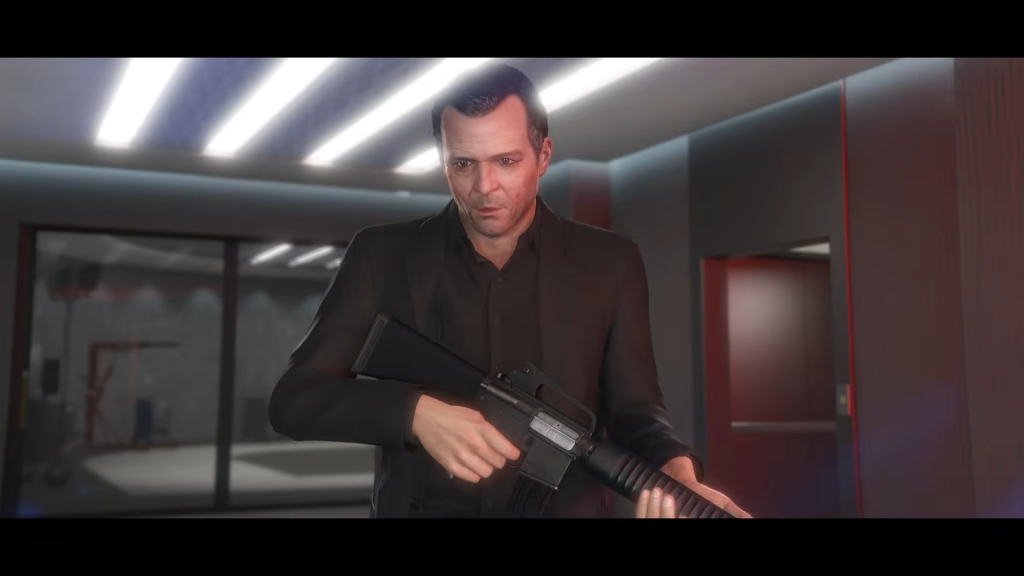 Michael De Santa lleva un arma.
