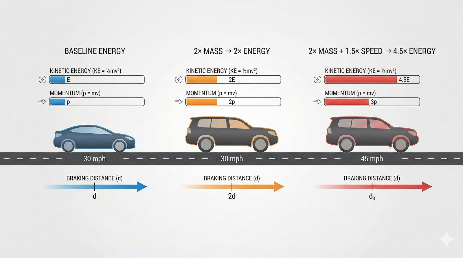 Google Gemini ha generado una infografía sobre los mayores riesgos de seguridad de los vehículos con mayor masa y velocidad