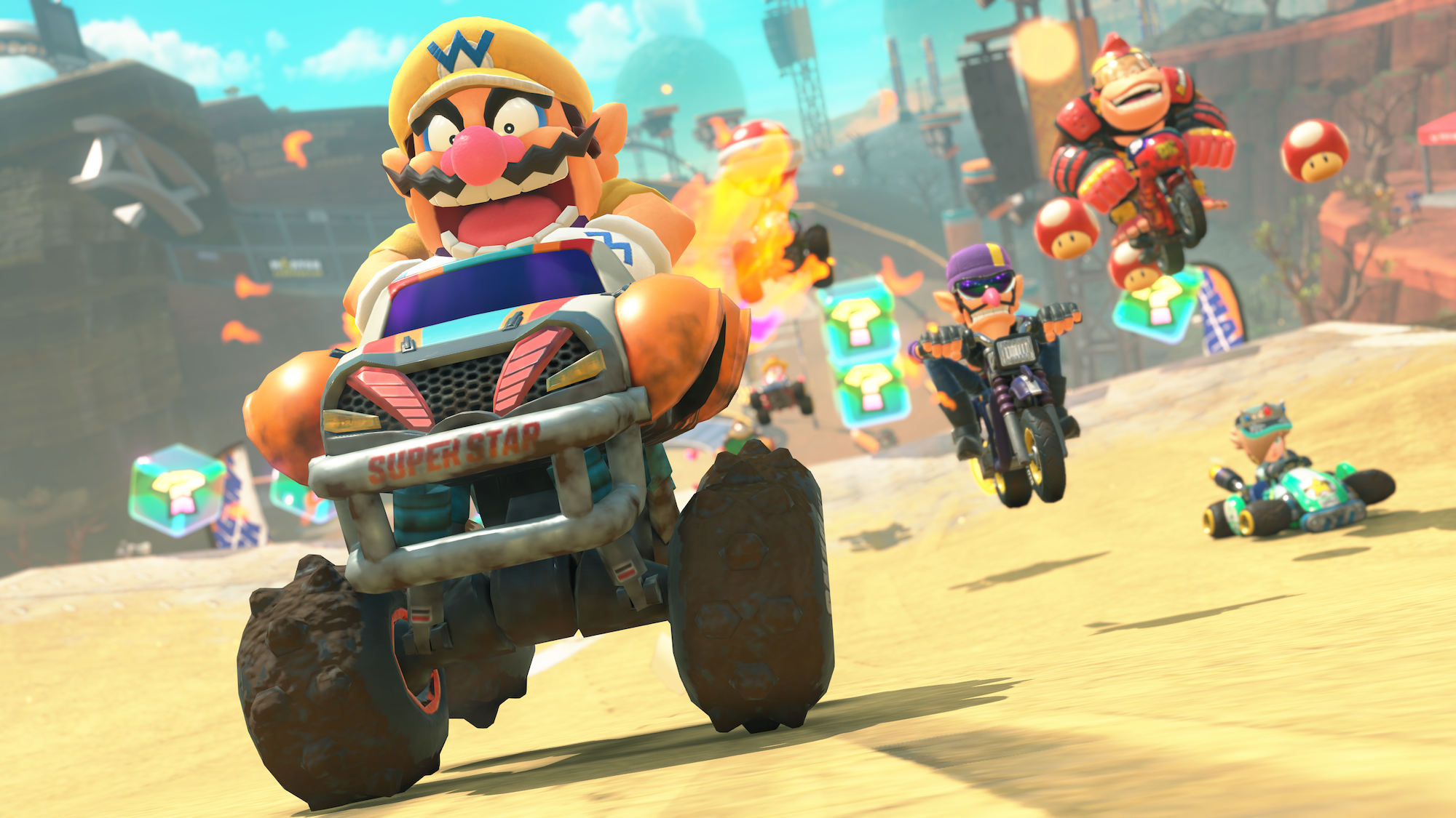 Una captura de pantalla de Mario Kart World.