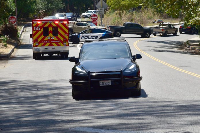 FOTO: Steven Lawrence | Las noticias del sur de Pasadena | Incendio de estructura en Arroyo Park en Marmion Way 1:30 p.m. el domingo. Bomberos de South Pasadena, Departamento de Bomberos de Los Ángeles en la escena.