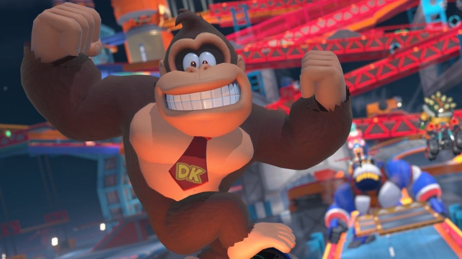 Donkey Kong en el puerto espacial de Mario Kart World DK