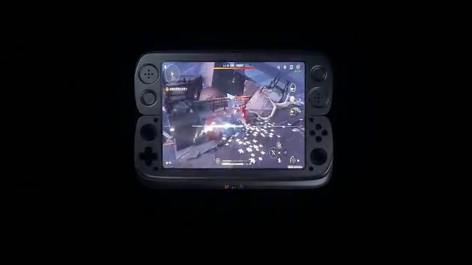 Vista directa de una computadora de mano para juegos retro