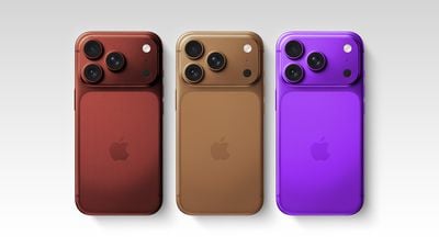 Mock de iPhone 18 Pro café burdeos y morado