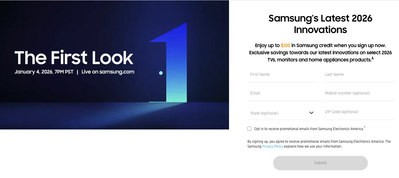 Crédito gratuito para Samsung CES 2026