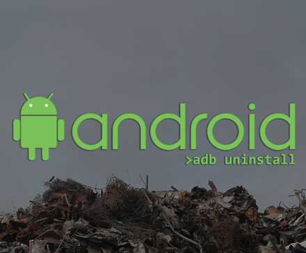 Logotipo de Android con adb desinstalación debajo
