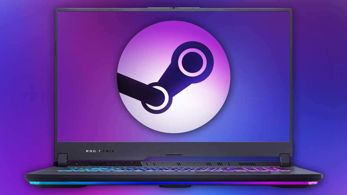 portátil para juegos asus con el logotipo de SteamOS