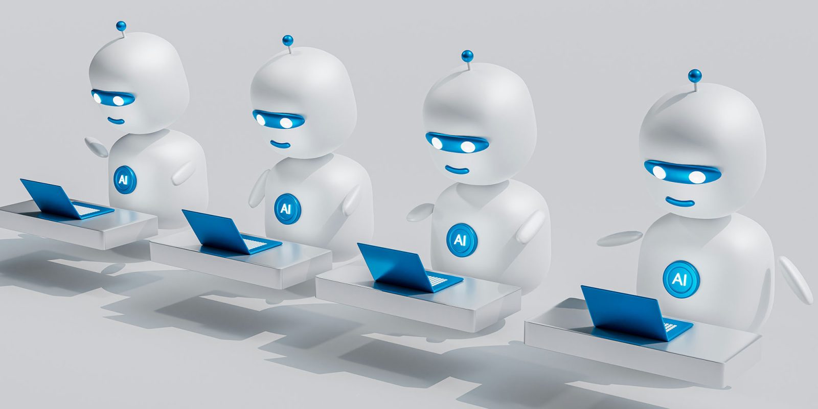 Reddit recibe spam de robots de inteligencia artificial y todo es culpa de Reddit | Imagen conceptual de una fila de robots impulsados ​​por IA
