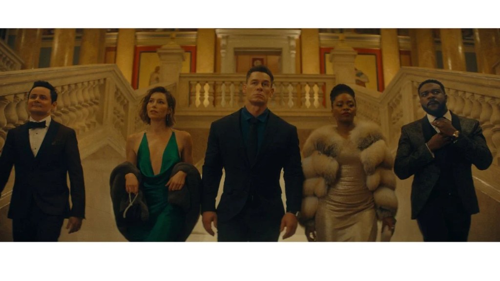 Arturo Castro, Jessica Biel, John Cena, Teyonah Parris y Sam Richardson en “Matchbox The Movie