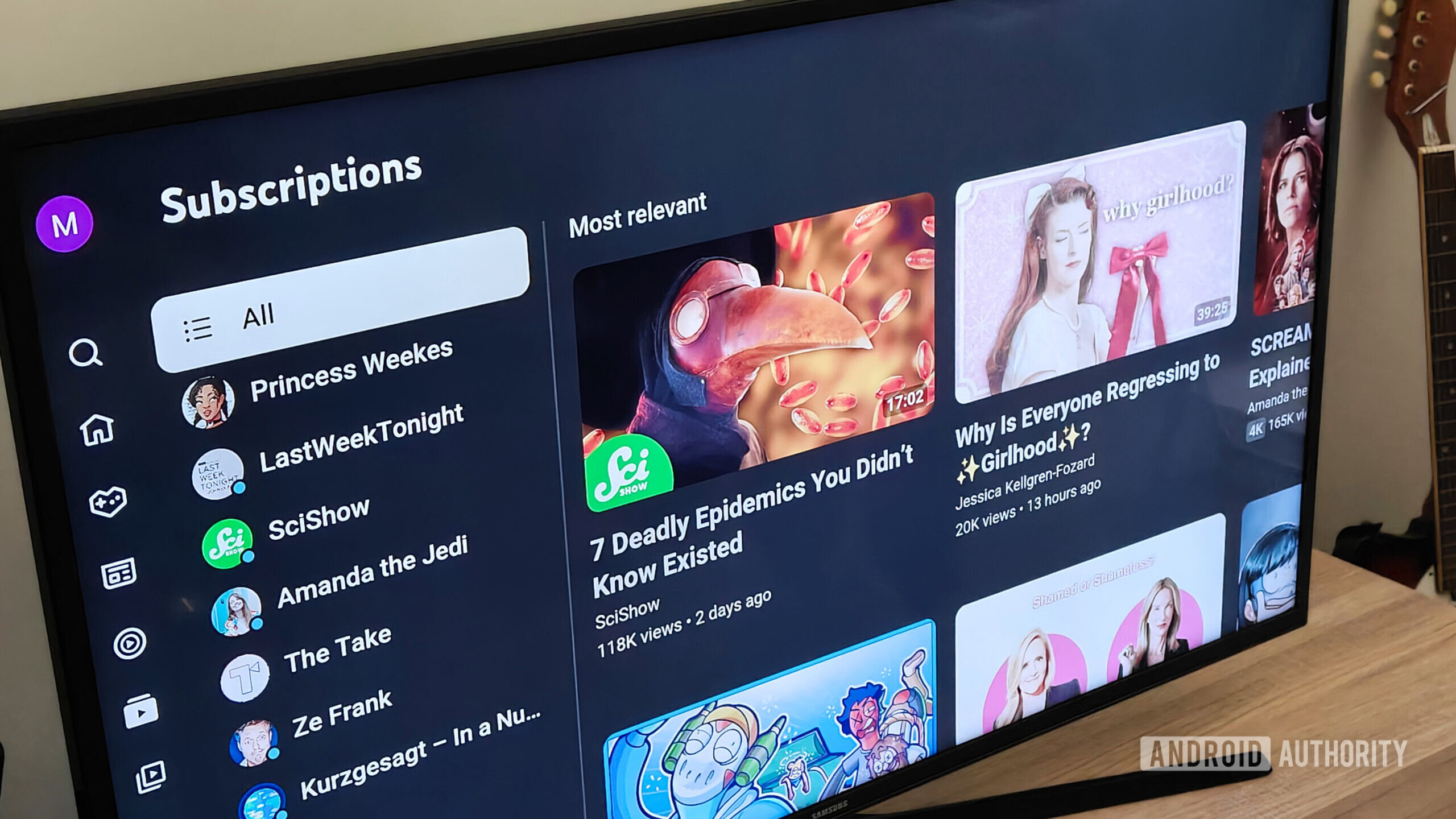 la aplicación de youtube en la televisión